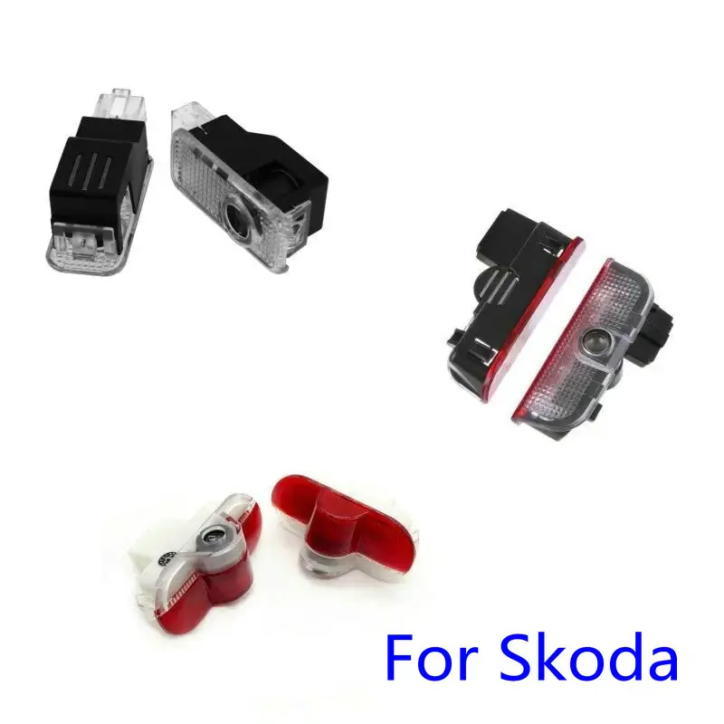 2X Led COCHE Luz de bienvenida para puerta logotipo del proyector láser Luz de baja reflexión para Skoda Octavia A5 Superb viejo Febia Fabia 2008-2013