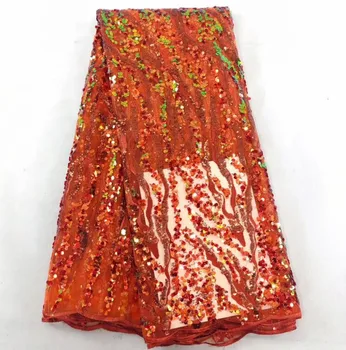 

David-38.8805 fashionable sequins tulle embroidery french net lace fabric for party dress