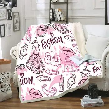 

Girl Home Blanket 3D Sexy Lips Cosmetic Print Throw Blanket Coral Warm Thicken Blanket for Travel Sofa Blanket Winter Bedding