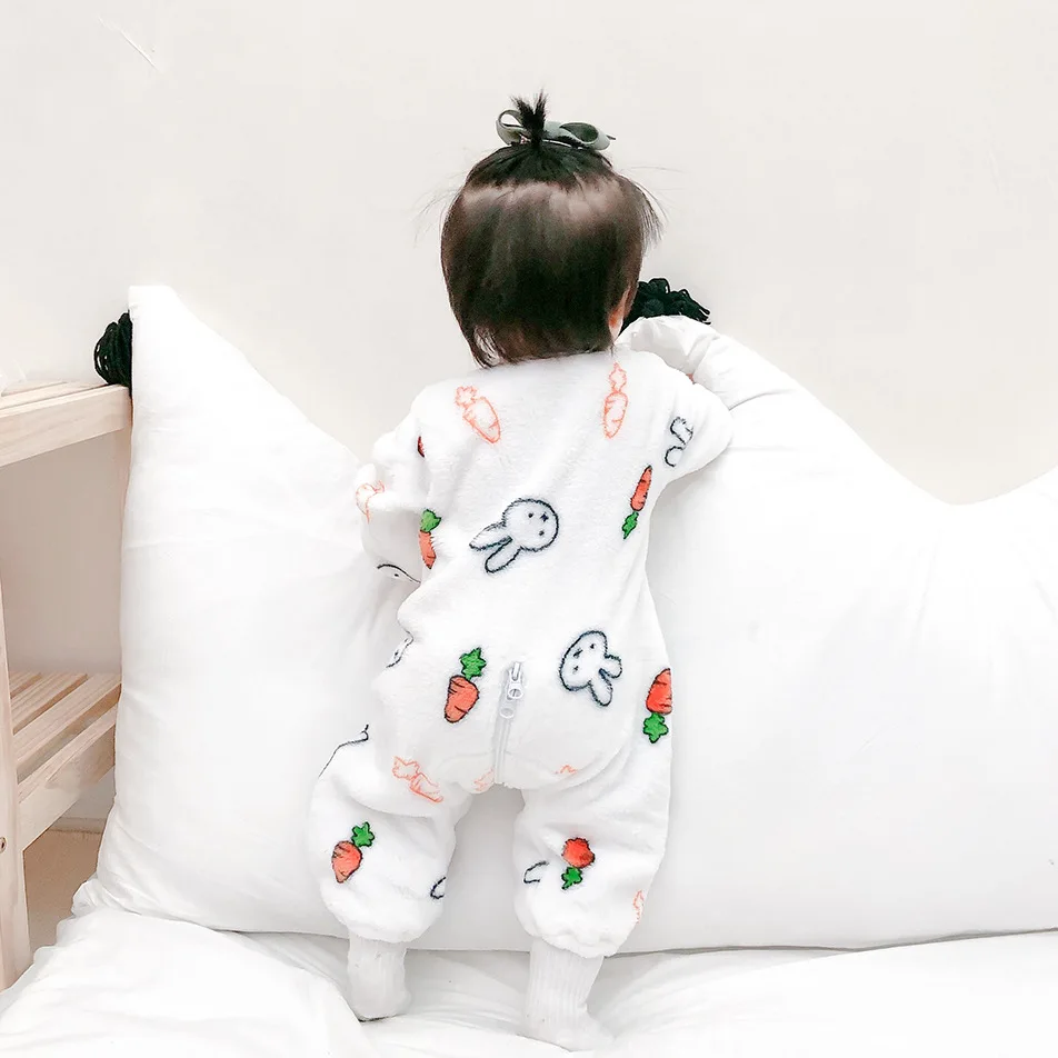 

2019 Autumn Winter Newborn Baby Rompers Cartoon Flannel Printed Thicken Warm Overalls Infants Clothes Toddlers Jumpsuits