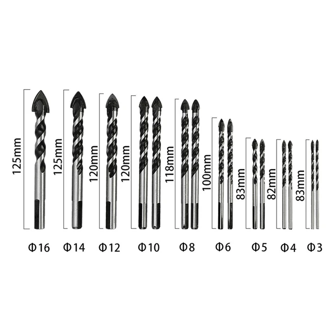 Juego de brocas de pared de cerámica de 3 - 16 mm Broca triangular de  cerámica Broca de pared de ale TUNC Sencillez