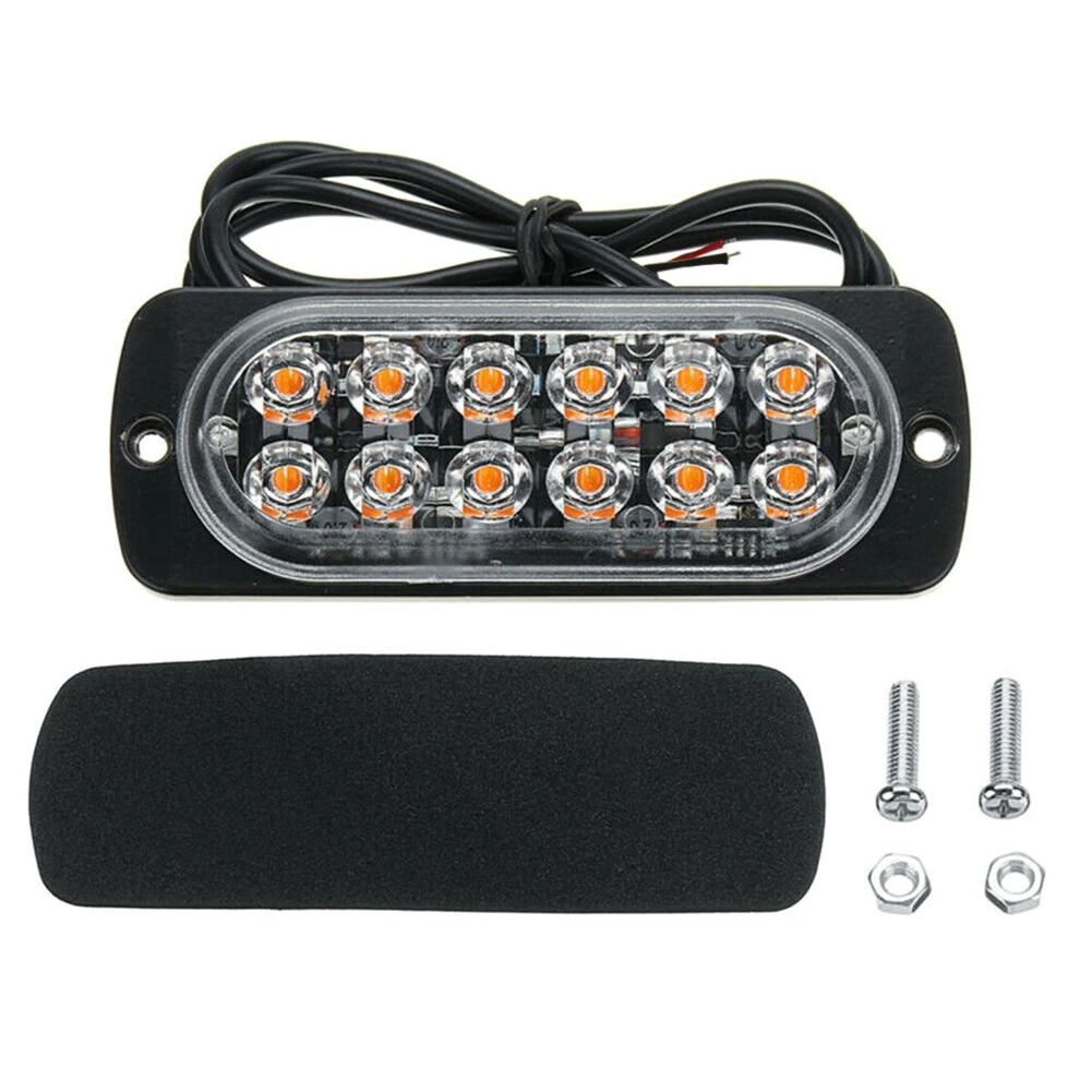 2PCS Amber 12 LED 36W 6500k Light Bar Car Truck Hazard Beacon Warning Lamp Grill Breakdown DC12V Led Accessories | Автомобили и