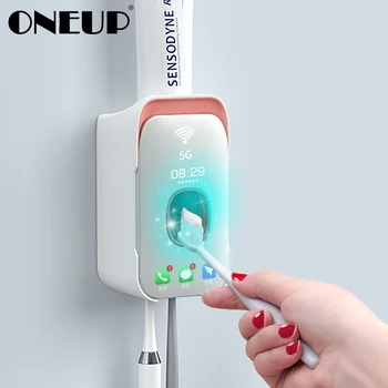 

ONEUP New Automatic Toothpaste Squeezer Plastic Toothbrush Holder Wall Mount Lazy Toothpaste Dispenser Bathroom Accessories