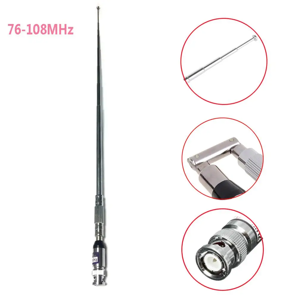 JXEJXO Stainless Steel VHF FM Antenna Telescopic BNC 76-108MHz for Radio Transmitter Best | Мобильные телефоны и