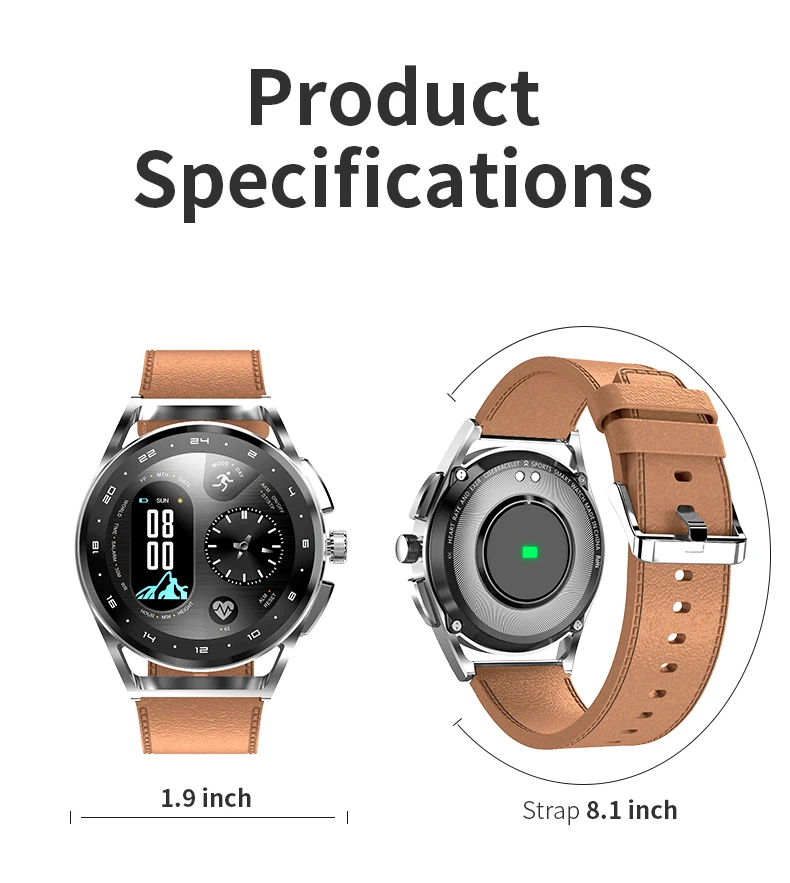 H8S Smart Watch Heart Rate Blood Pressure Health Monitoring Men Bluetooth Call Music Fitness Tracker Sport Smartwatch