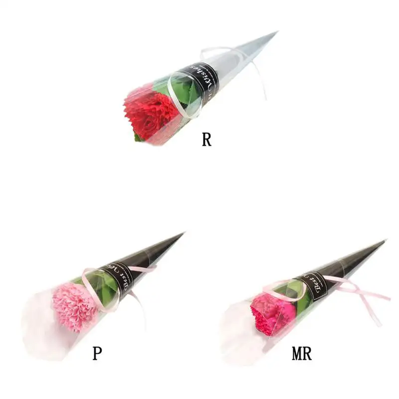 Новинка 1 шт./партия художественно оформленное мыло цветок гвоздики с 6 зелеными листьями искусственный букет подарок на день матери