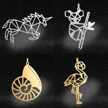 

5pcs/lot 30-50mm Large Size Wild Animal Koala DIY Charms Wholesale 100% Stainless Steel Flamingo Hummingbird Connectors Charm