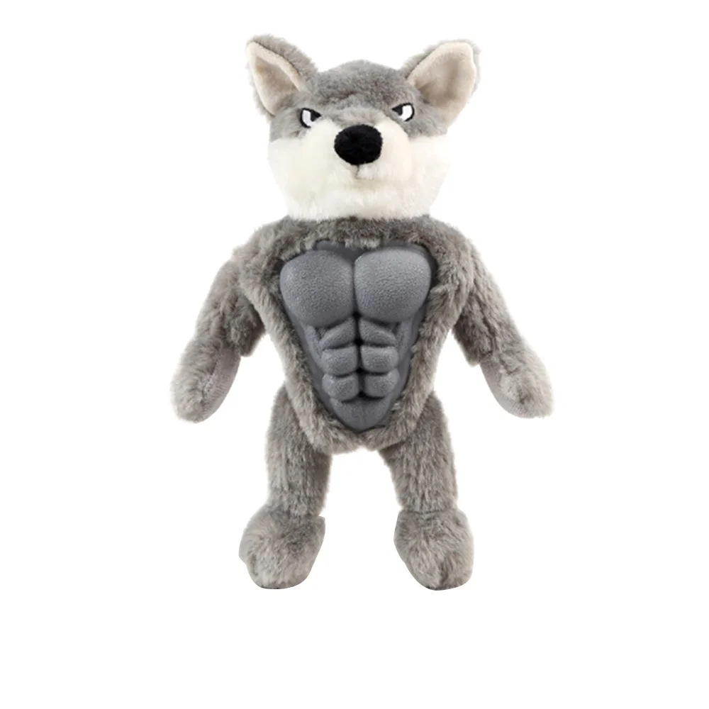 wolf Игрушка для домашних животных, плюшевая вокальная мышца, устойчивая к укусам, TPR, прочная жевательная игрушка для щенков, товары для домашних животных, Craetive Wolf, корова, игрушка в форме орангутанга - Цвет: wolf