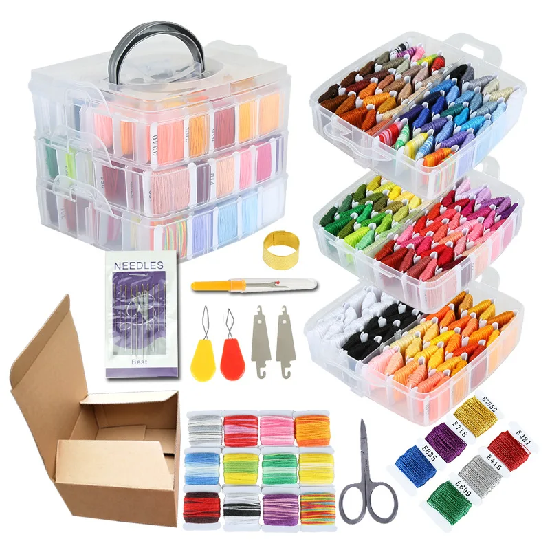 50 Colors Embroidery Thread Floss Set Cross Stitch Floss Rainbow Color  Sewing Threads DIY Embroidery Thread with Organizer box - AliExpress