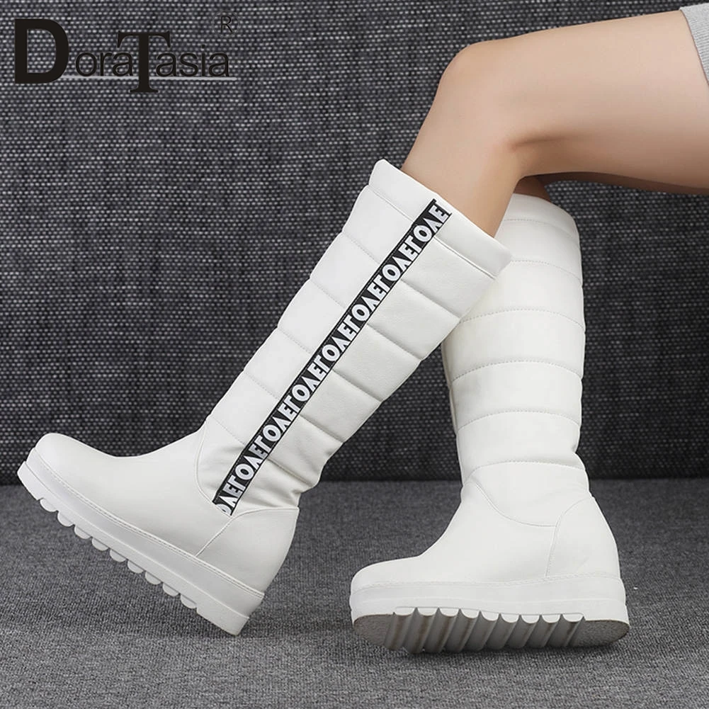 

DORATASIA New Winter Snow Boots Fashion Ladies Height Increasing Boots Platform Slip On Party Mid Calf Boots For Women 33-43