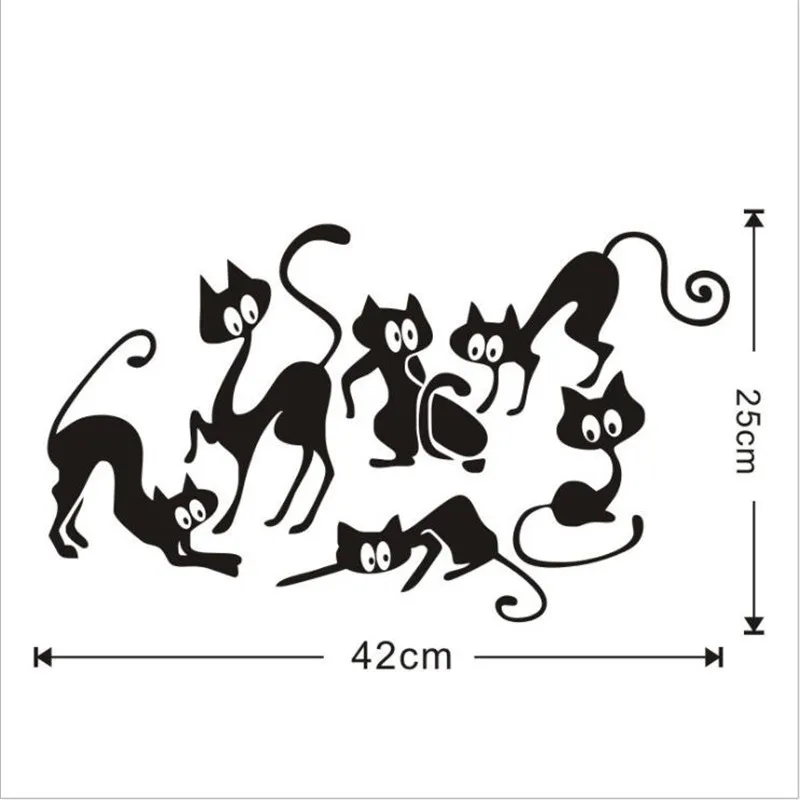 1 шт. 25*42 см настенные наклейки с мультяшным котом домашний декор кошками для