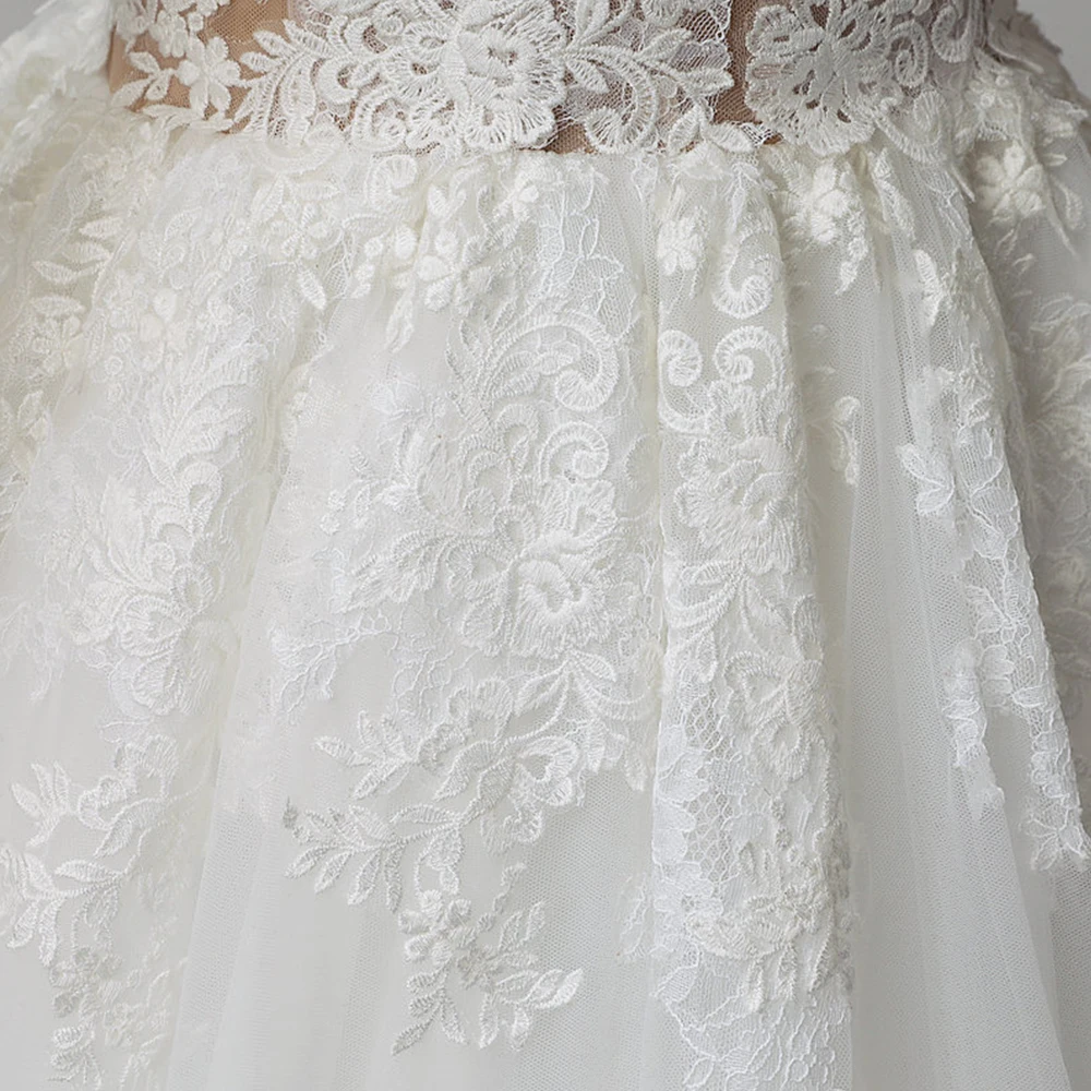 Abito da Sposa/свадебное платье трапециевидной формы с длинными рукавами, большие размеры, роскошное брейдсюркен с аппликацией, фатиновое платье принцессы de Mariage