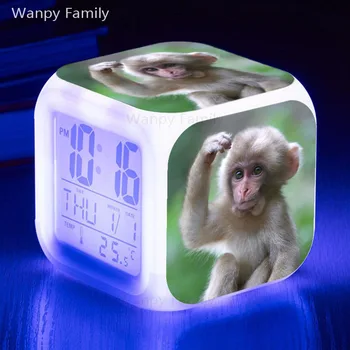 

Cute Monkey Alarm Clocks 7 color-changing large-screen multi-function LED digital clock birthday gifts for children