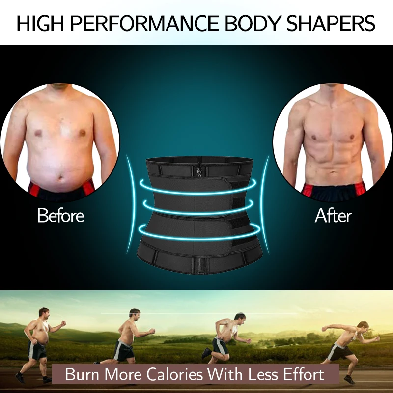 Latex Waist Trainer Corset for Men Weight Loss Sauna Sweat Fat Burner Workout Girdle Slimming Body Shaper Fitness Belt Trimmer