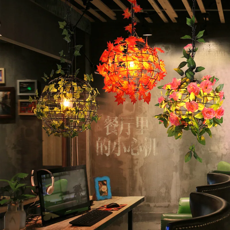 

Walnut in Green Vegetation Chandelier Modern Minimalist Creative Cool Retro Coffee Shop Bar Counter Hallway Balcony Plant Chande