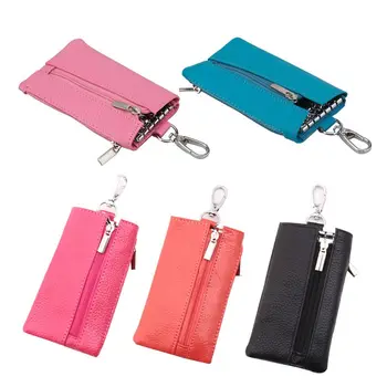 

THINKTHENDO Card Holder Car Key Purse Bag Case Keychain Wallet Genuine Leather Organizer
