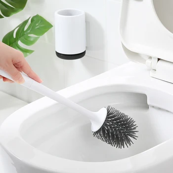 

Toilet Brush Long Handle Soft Rubber Bristles Free Punch Household Bathroom Cleaning Brushes JS22