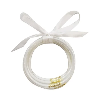 

Multilayer Silicone Gold Powder Bracelet Ribbon Set Bow Christmas Bracelet Decorative Accessories