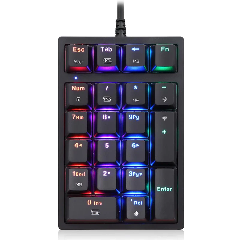 MOTOSPEED K24 USB Проводная Механическая цифровая клавиатура 21 клавиша Mini Numpad RGB с