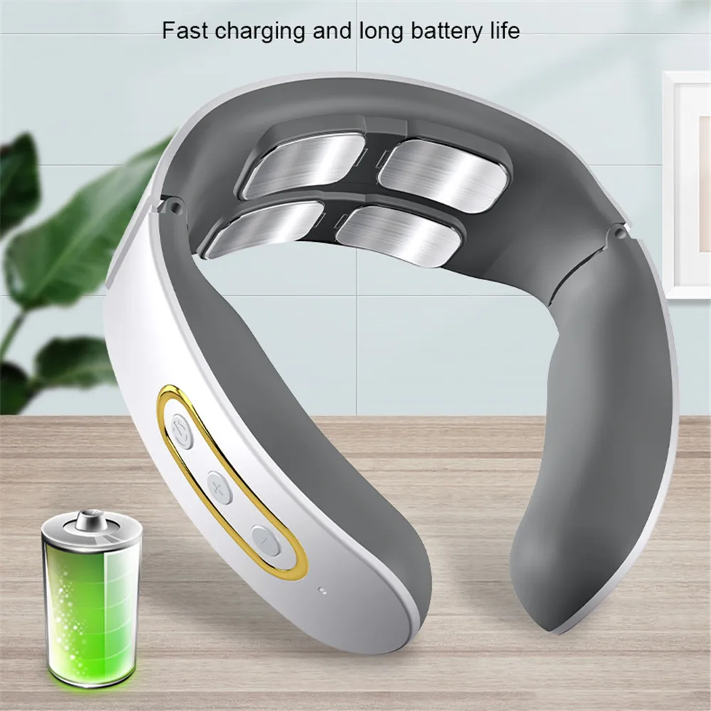Smart Electric Neck and Shoulder Pulse Massager 4 Heads Kneading Wireless Heat Cervical Vertebra Body Relax Pain Relief Machine | Красота и