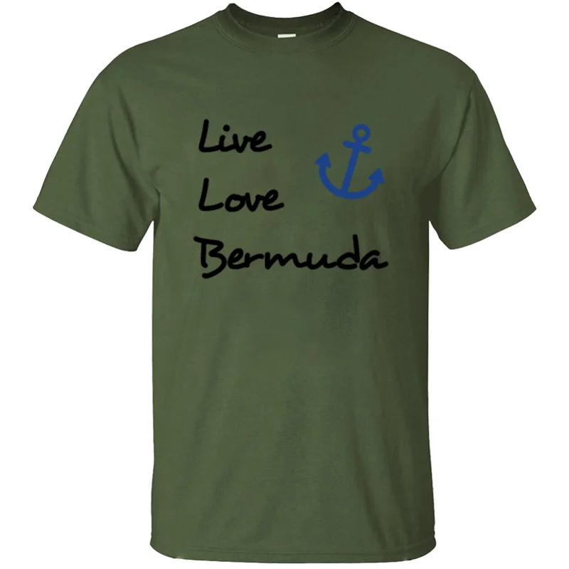 Забавная футболка с надписью «Great live love bermuda» с якорем, цветная футболка для мужчин и женщин,, Мужская футболка для отдыха, футболка с круглым вырезом, топы