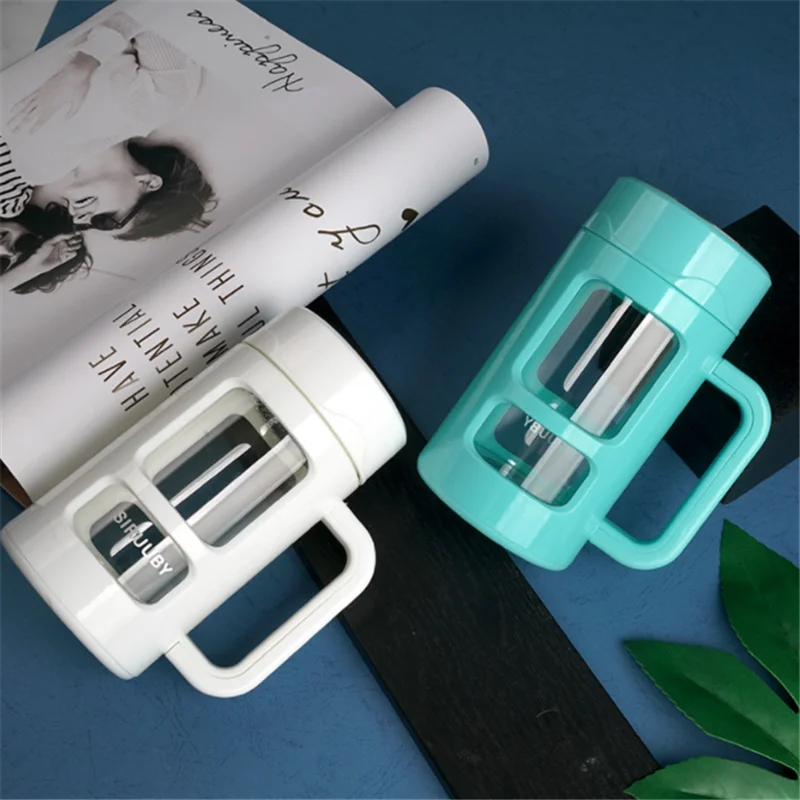 

BXLYY Creative Double Glass Breakfast Coffee Mug Sports Glass Water Cup Business Office Cup Water Bottle Kitchen Accessories.8z