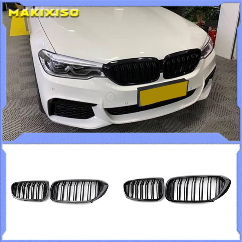 

Front Bumper Grill For BMW 5 Series M5 G30 G31 520i 530i 540i ABS 2-slat Gloss Black Front Kidney Grille