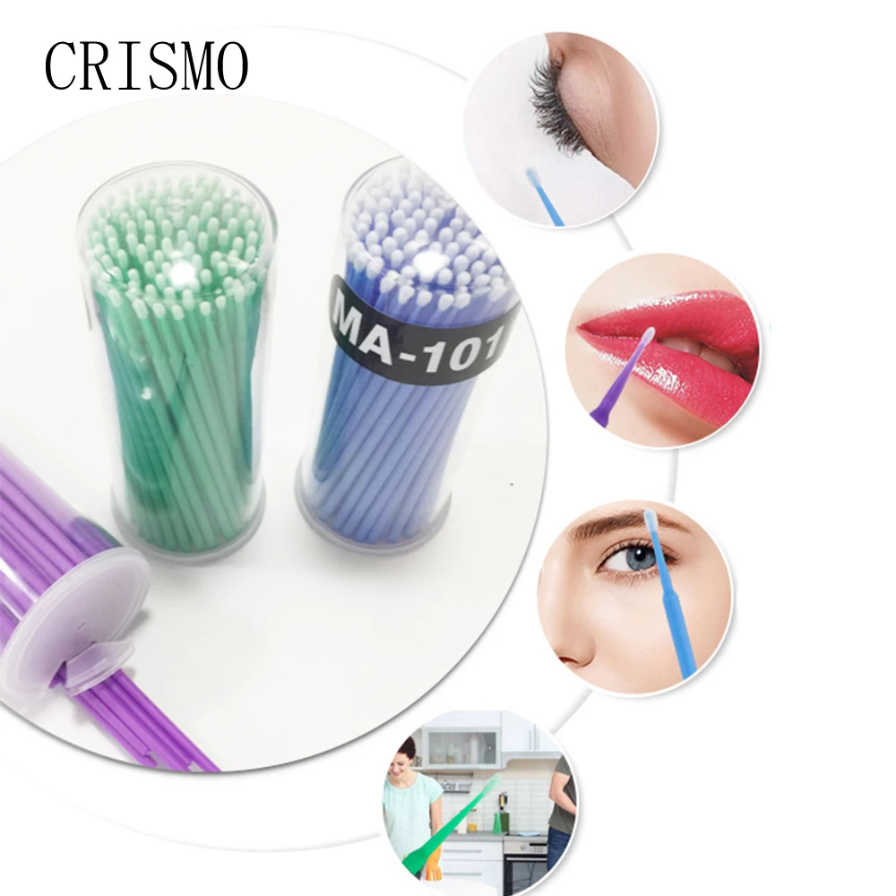 CRISMO 100pcs Disposable Micro Eyelash Brushes Mascara Applicator Wands Lashes Brushes Spoolers EyeLashes Extension Makeup Tools 5