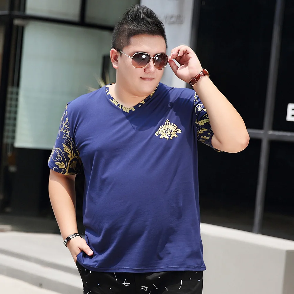 

Fat Guy Plus Size 5XL 6XL 7XL 95% Cotton Elastic Wide-waisted Printed Casual Short Sleeve T-Shirt Men High Quality Comfortable