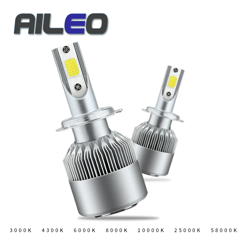 Автомобильный светильник AILEO светодиодный H7 H4 H11 H27 9005 H1 H3 9006 HIR2 H16 C6 3000K 6000K
