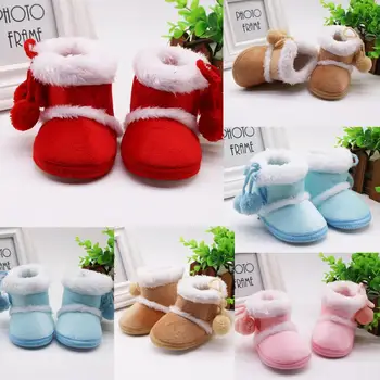 

2020 New Infant Newborn Baby Girls Cashmere Solid Plush Winter Boots Bandage Warm Shoes Sapato Infantil kids shoes boots kids