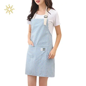 

Fashion Simple SmallFresh Stripe Kitchen Antifoul Apron Pinafore Woman Cooking Accessories Cafe Restaurant Flower Shop Overalls