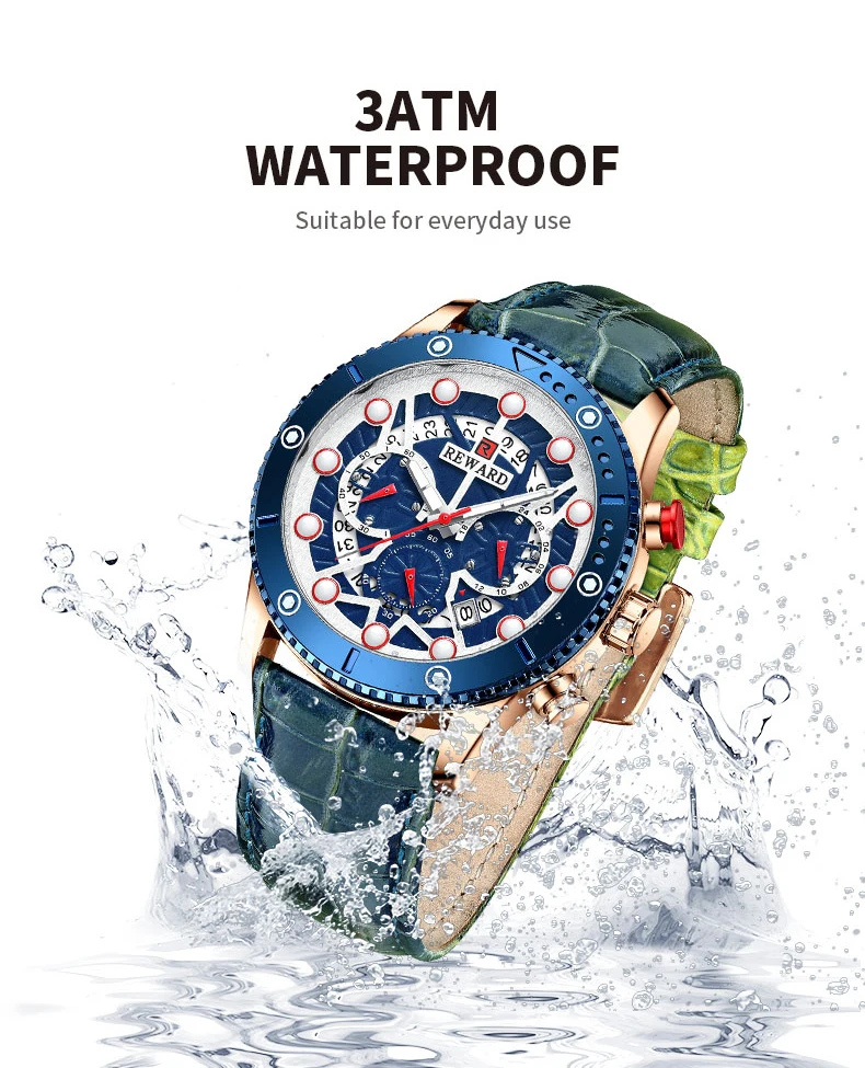 prova dwaterproof água cronógrafo grande dial esporte