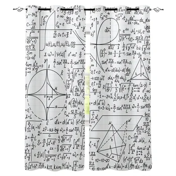 

Mathematical Symbol Geometry Window Curtains Living Room Kitchen Curtains for Bedroom Left and Right Biparting Open Curtains