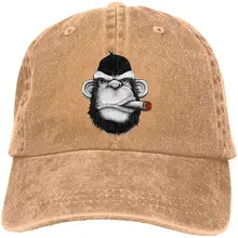 Унисекс Взрослых Винтаж Мыть Бейсболка Регулируемая папа шляпа-Сигара обезьяна искусство серый