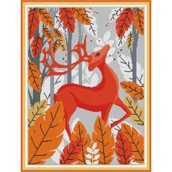 

Everlasting Love Deer King Ecological Cotton Chinese Cross Stitch Kits 11 14CT DIY Holiday Gift Send Off Family Home Decoration