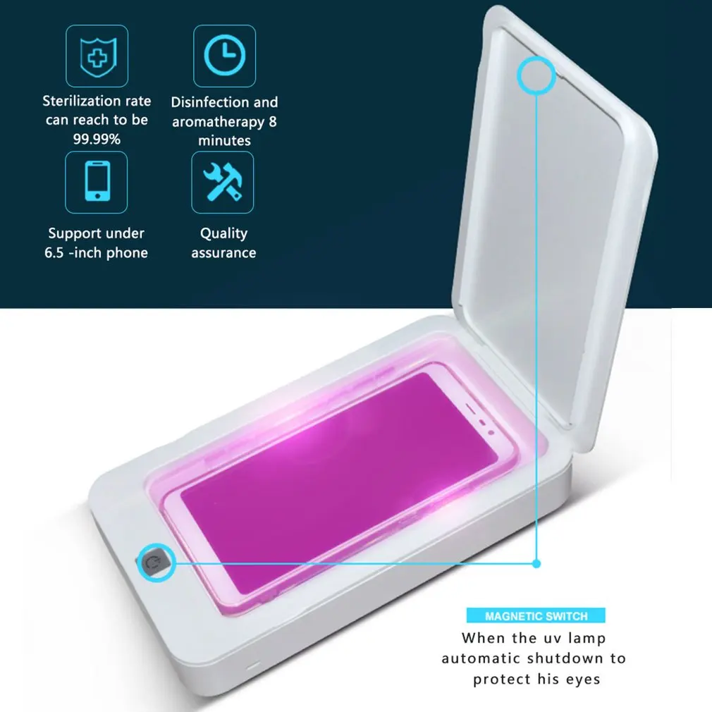 

UV Disinfection Box Sanitizer Charger Prevent Flu For iPhone/Samsung Mobile Phone Headphones Mask Sterilizer Kill 99.9% Viruses