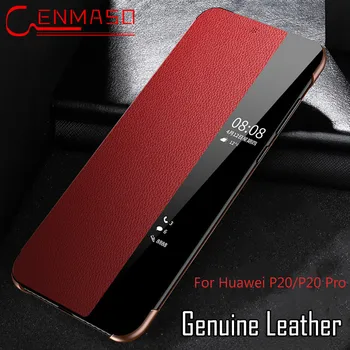 

For Huawei P40 Pro Flip Case Smart Touch View Window Genuine Leather Cover For Huawei P40 P30 P20 Pro Phone Protection Case