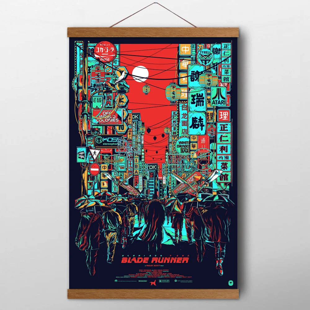 Blade Runner ролик из твердой древесины Scrolls картина азиатская Уличные светодиодные