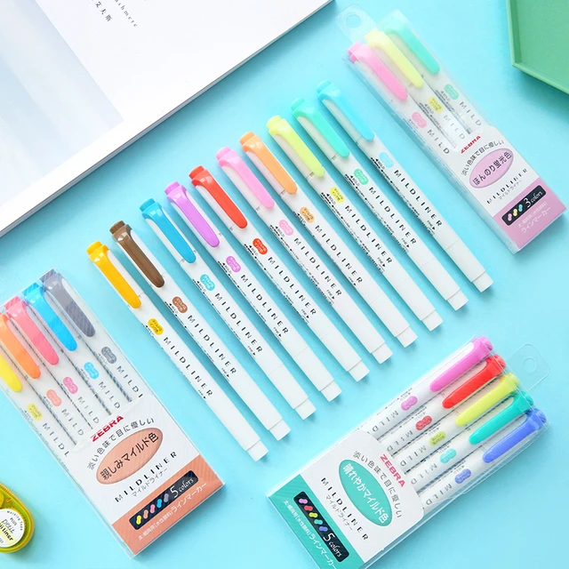 Japanese Zebra Wft8 5/15/25color Set Mildliner Soft Brush Pen Double-headed Mild  Liner Highlighter Marker Pen School Supplies - Art Markers - AliExpress