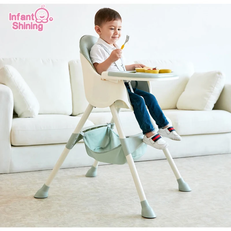 Infant Shining Kids Highchair Feeding Dining Chair Double Tables Macaron Multi-function Height-adjust Portable with Storage Bag | Мать и