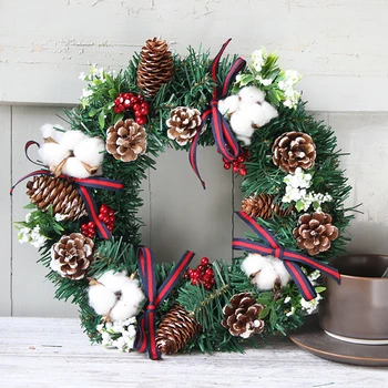 

Christmas Wreath Circle Hanging Decor Xmas Party Door Wall Garland Ornament Gift