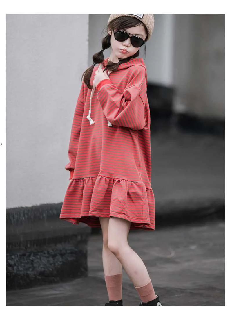 Mother And Daughter Clothing Girl Dress Autumn 2019 School Kids Sweatshirt Dress Striped Children Dresses Cotton Toddler Hoodies (12)