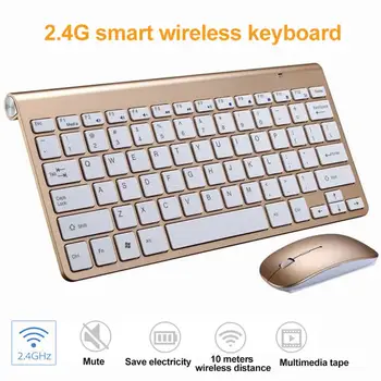 

2.4G USB Wirelesss Mute Keyboard Mouse Kit for Smart TV Desktop PC Ultra-thin Keyboard Mouse Set clavier gamer клавиатура