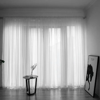 

Solid Color Sheer Curtain Window Tulle Curtain For Living Room String Curtains Drape Panel Sheer Bedroom 100x200/200x270cm
