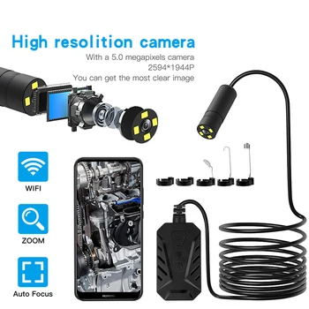 

Zoom Lens Wifi Endoscope Camera Inspection Camera Borescope Probe Video Inspection for Android/iOS Phone Hd Hard Wire Tube Cam