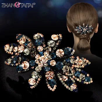 

100% Real Austrian rhinestone women Hair Clip flower Hair pin For Women Wedding Hair Accessories pince cheveux femme Mom Gift