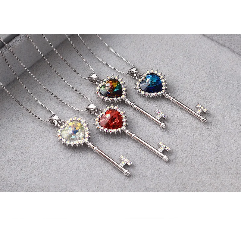 BAFFIN ключ в форме сердечек кулон ожерелье украшено кристаллами от Swarovski романтические драгоценности Для свадебное кольцо для женщин