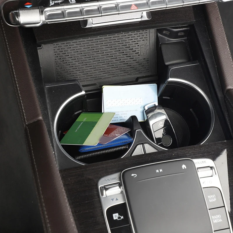 Автомобильный ящик для хранения, держатель стакана воды, центральный органайзер для Mercedes Benz GLE