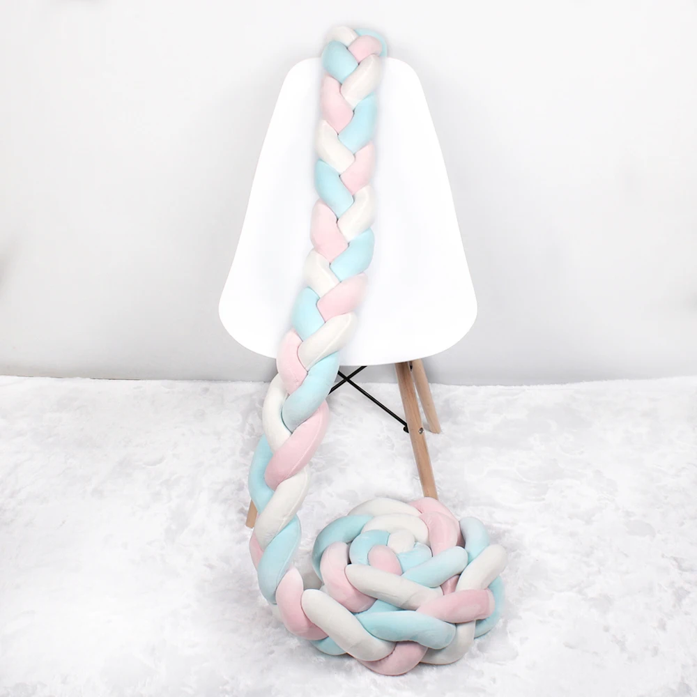 Baby Bed Bumper 1M/2M/3M Braid Knot Pillow Cushion Bumper for Infant Bebe Crib Protector Cot Bumper Room Decor